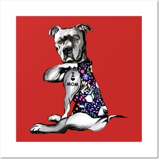 Funny Pitbull Love Mom Tattoo Posters and Art